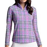 IBKUL Athleisure Wear Sun Protective UPF 50+ Icefil Cooling Judith Print Long Sleeve Mock Neck Top - 10934