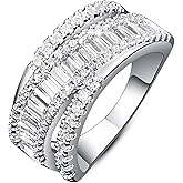 Psiroy 925 Sterling Silver Plated Fashion Intertwined Stackable Cubic Zirconia Wedding Band CZ Promise Engagement Ring for Women
