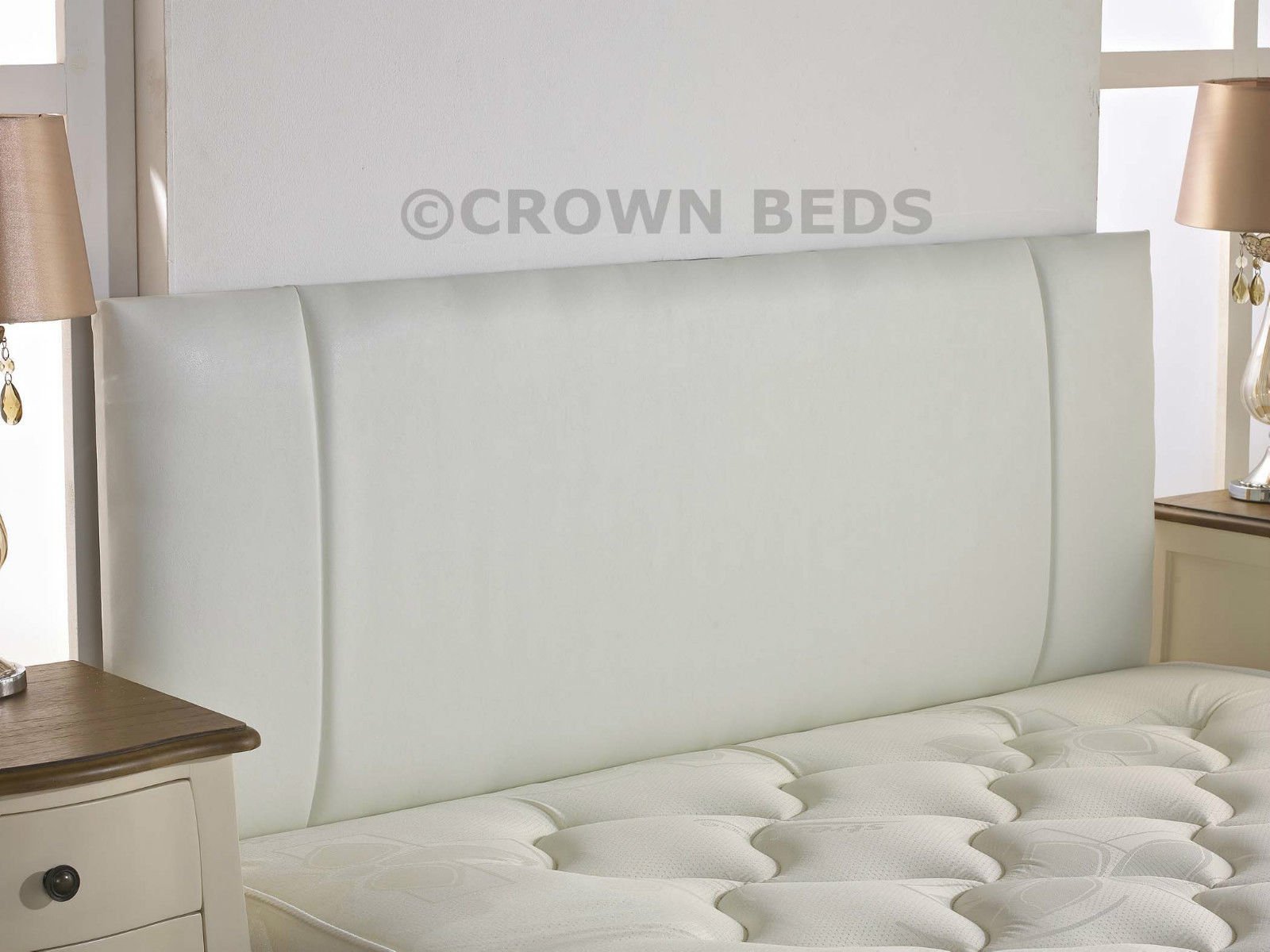 CROWNBEDSUK QUALITY FAUX LEATHER PORTOBELLO HEADBOARD 2ft6,3ft,4ft,4ft6,5ft,6ft NEW!!!!! (6ft super kingsize, white)