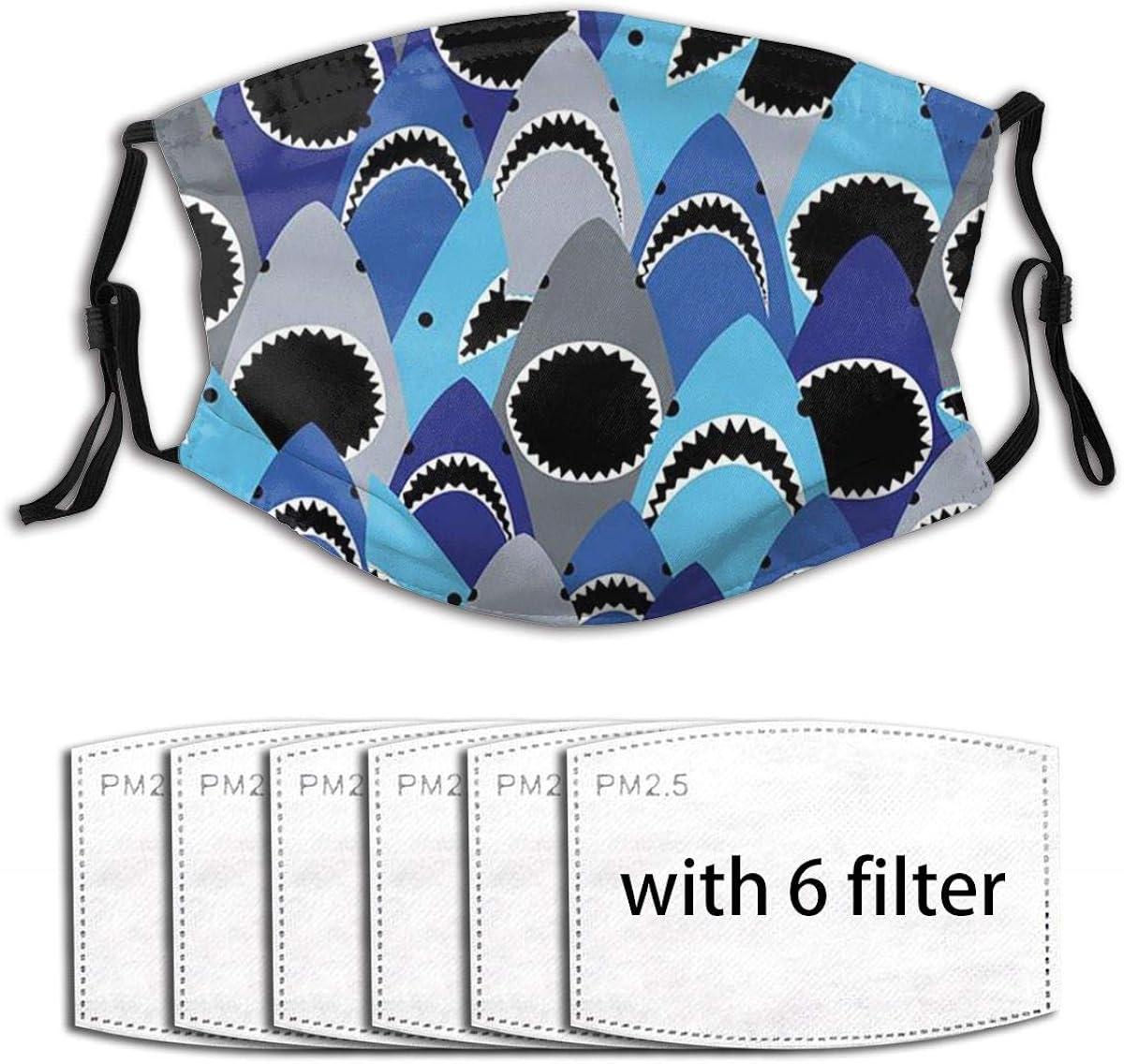 Washable Mouth The Shark Guard with Replaceable Filter Activated Carbon Dust for Women and Men