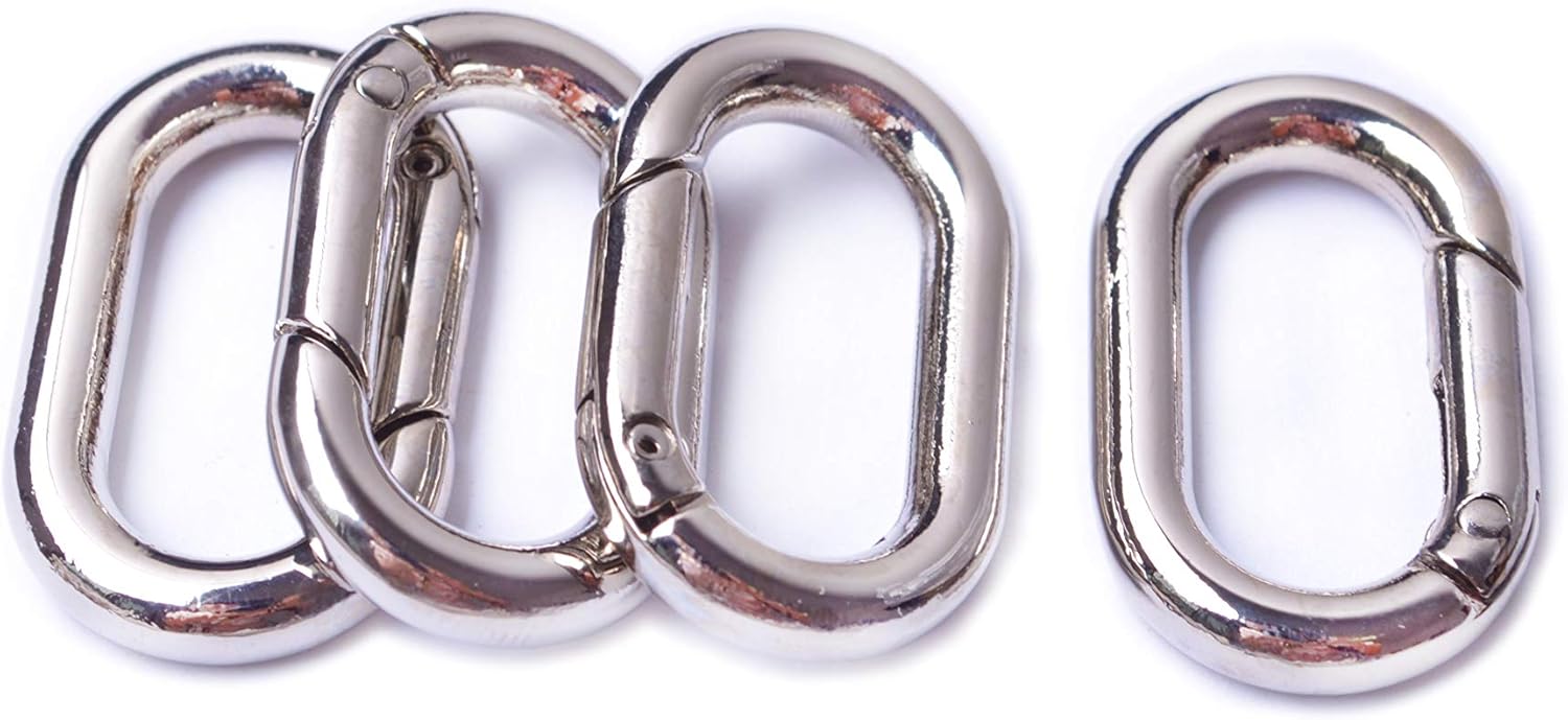 Silver Bobeey 4pcs Carabiner Metal Spring Key Ring,Spring Snap Hooks Clip,Spring Keyring Buckle