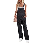 luvamia Overalls Women Loose Fit Denim Bib Baggy Overall Jumpsuit Straight Wide Leg Stretchy Jean Pants Fashion