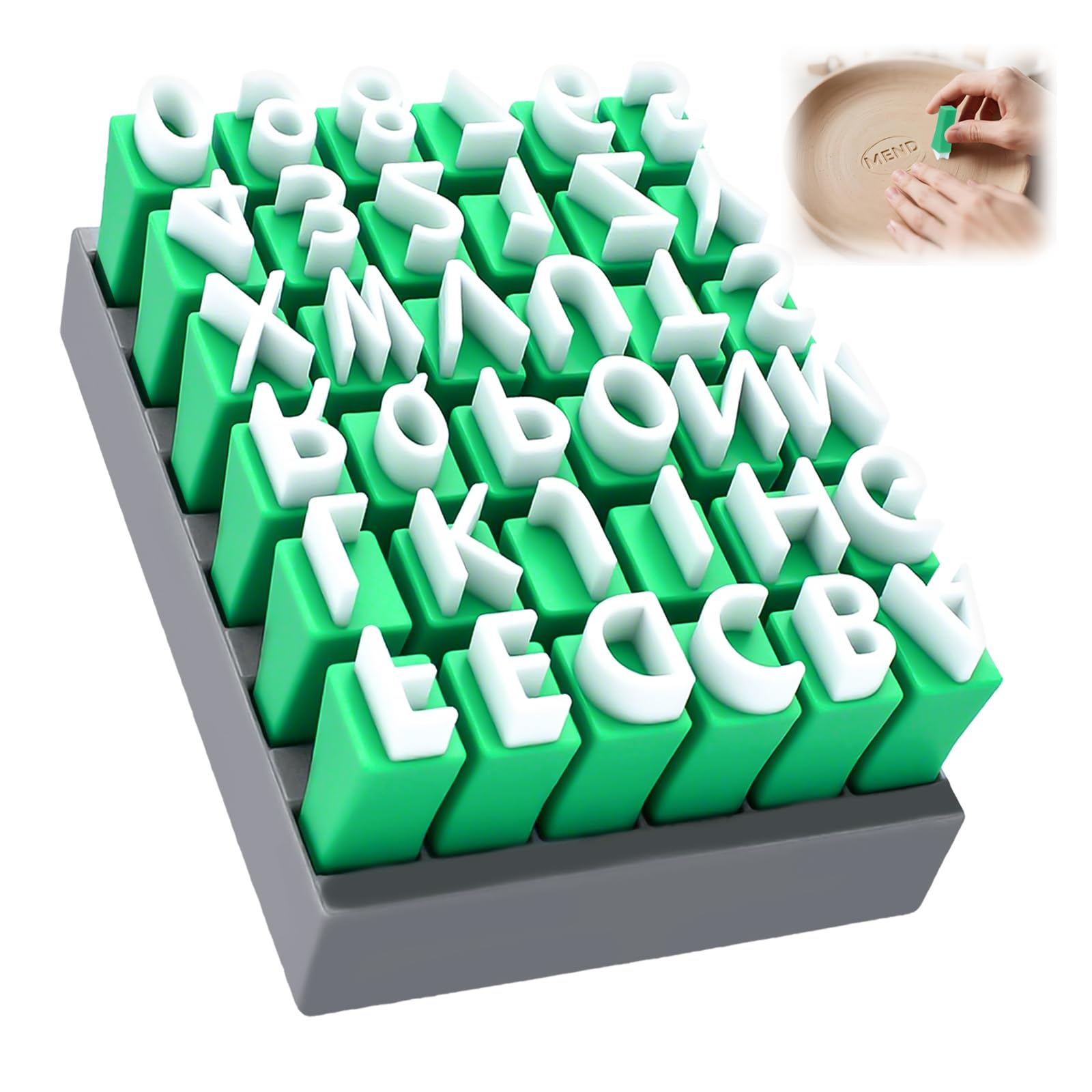 Photo 1 of 36 Pcs Clay Stamps, Numbers & Alphabet Stamps Set, Clay Letter Stamps for Ceramic Decorating, DIY Handmade with Storage Box