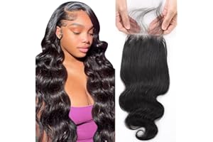 QTHAIR 14A Brazilian Body Wave Lace Closure Transparent Lace Closure 18inch 150% Density Free Part Closure 4x4 Human Hair Lace Closure Brazilian Body Wave Virgin Human Hair Swiss Lace Closure
