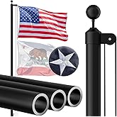 SBOQIXFM 25FT Heavy Duty Flag Pole, Extra Thick 12 Gauge Aluminum Flagpole Kit with 3x5FT Nylon Embroidered Flag, Outdoor Yard Flagpole for Residential or Commercial Use, 100MPH Wind Tested