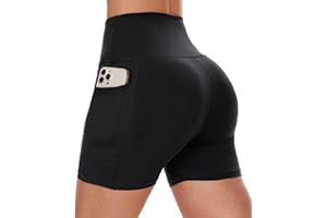 CAMPSNAIL Biker Shorts Women with Pockets - 3"/5"/8" High Waisted Workout Spandex Tummy Control Gym Running Yoga Shorts