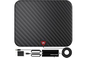 GESOBYTE TV Antenna Indoor Antenna for Smart TV for Long Range Reception and All Smart TVs HD Digital Antenna with Amplifier Signal Booster for Local Channels Supports 4K/8K 1080p-26.5ft HDTV Cable/AC Adapter