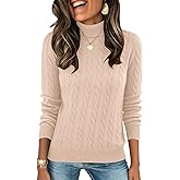 LOMON Women's Casual Turtleneck Sweaters Cable Knit Fall Long Sleeve Slim Fit Pullover Tops