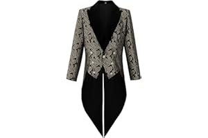 IWQBQ Mens Floral Tuxedo Jacket Paisley Embroidered Tux Swallowtail Slim Fit Party Tailcoat