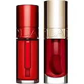 Clarins Water Lip Stain, 03 Red Water and Lip Oil, 03 Cherry Bundle | Buildable, Matte Finish Lip Stain | Sheer, High Shine Finish Lip Oil