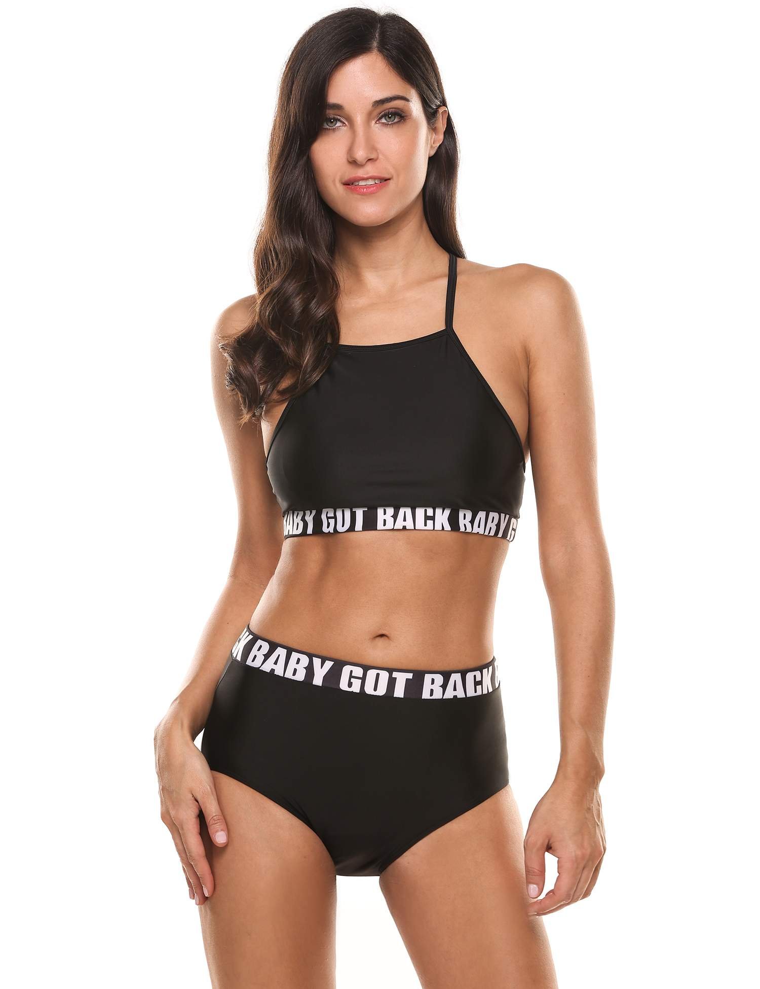 Ekouaer Women Bikini Set Top Push up String Cross strap Fashion Swimsuits