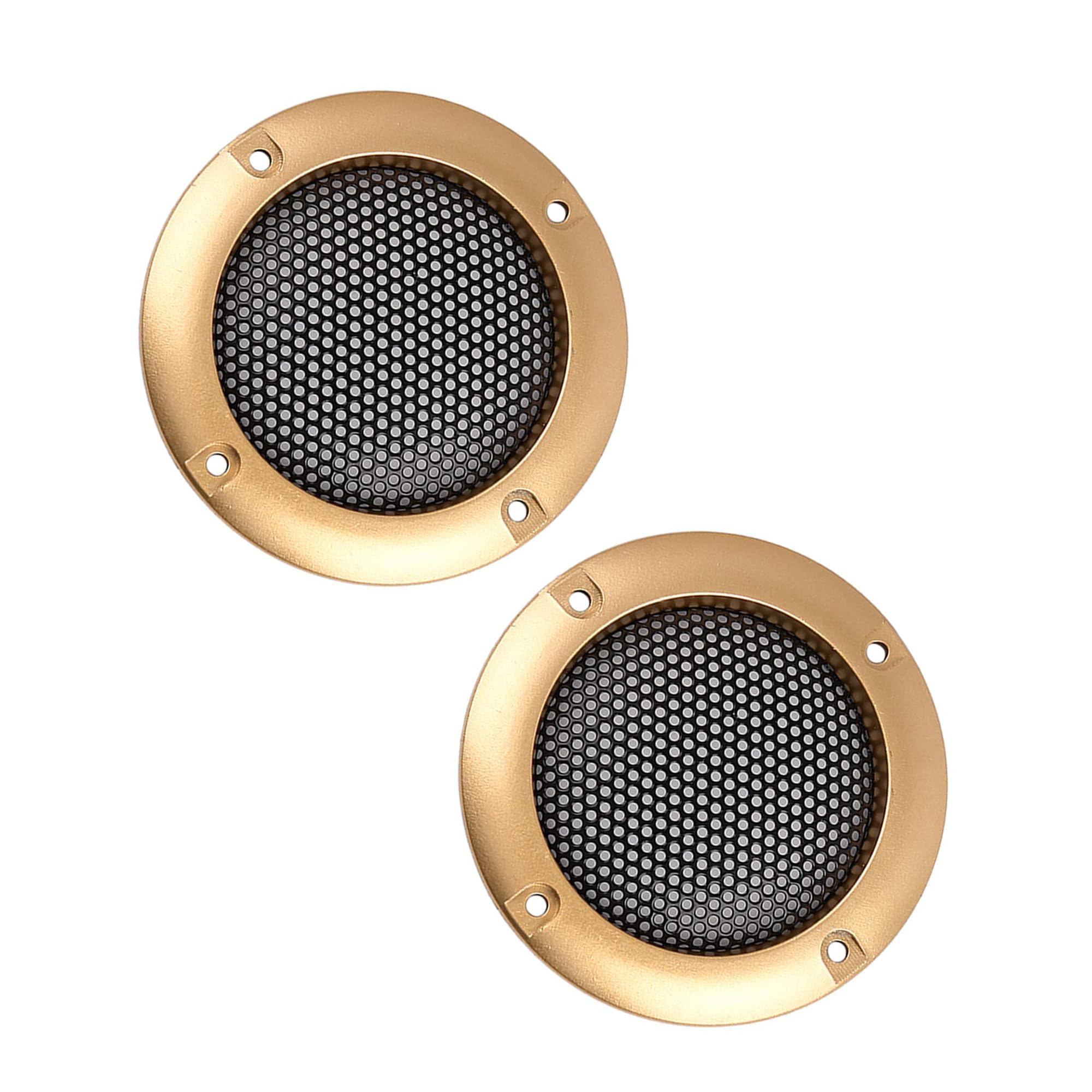 MACHSWON 2pcs Car Speaker Cover 2.5" Mesh Protector Car Speaker Cover Woofer Subwoofer Grill Gold Tone