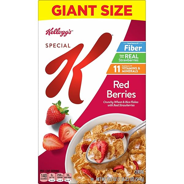 KELLOGG’S SPECIAL K RED BERRIES BREAKFAST CEREAL, GOOD SOURCE OF FIBER, GIANT SIZE, 19.2 OZ