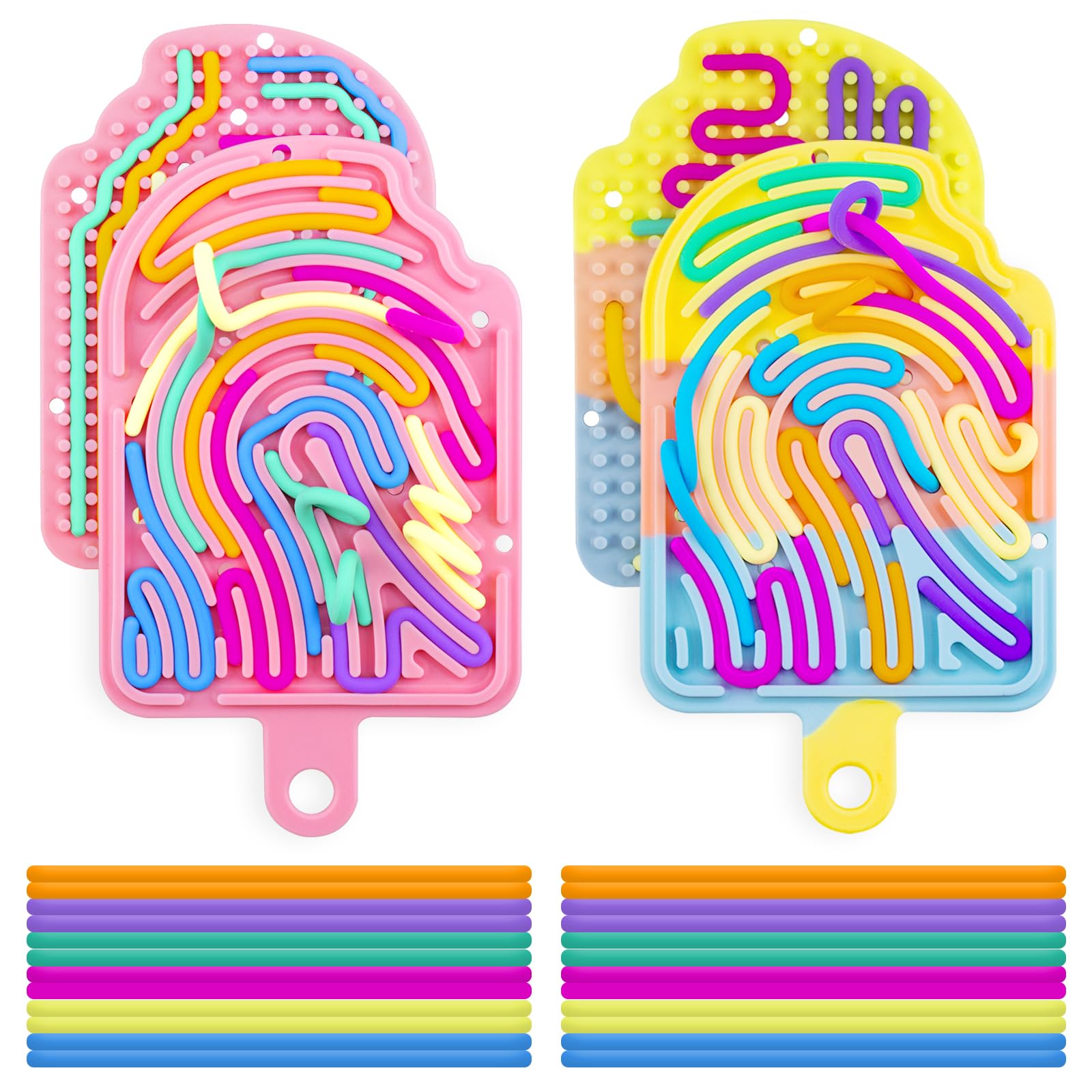 Silicone Sensory Activity Board,Double-Side Fidget Toy for Anxiety,Stress,ADHD,Autism and Calming, Silent,No Mess,2 Pack Sensory Board with Portable Travel Bag & 24 Strings,Kids 3+ & Adults — image 1