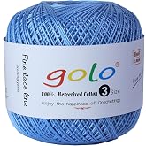 golo Crochet Thread Size 3 Yarn for Hand Knitting Crochet Yarn for Crocheting Sky Blue 305