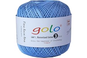 golo Crochet Thread Size 3 Yarn for Hand Knitting Crochet Yarn for Crocheting Sky Blue 305