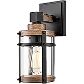 CLAXY Outdoor Wall Light Fixture, Exterior Waterproof Lantern Wall Mounted, Porch Sconce with Clear Shade, Modern Matte Black