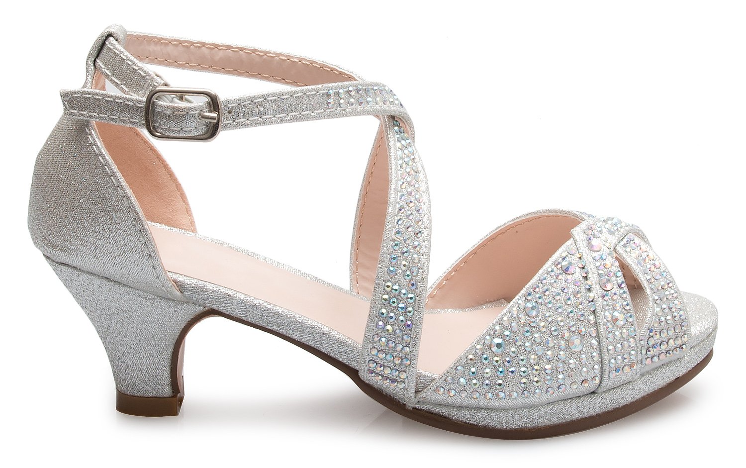 Olivia K Girl's Cute Adorable Strappy Glitter Open Toe Heel Sandals - Adjustable buckle - Image 6
