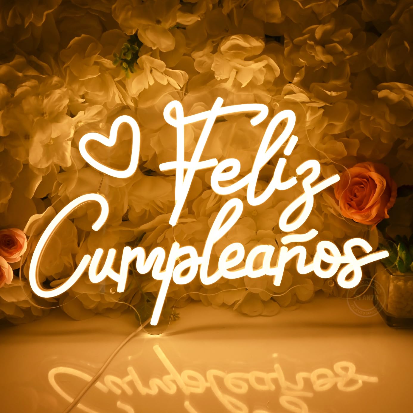 Photo 1 of Planzo Feliz Cumpleaños Led Neon Sign Light Spinish Happy Birthday Heart Wall Sign Decor Fiesta Mexican Themed Birthday Party Backdrop Banner Gifts 15.75"x10.12" USB