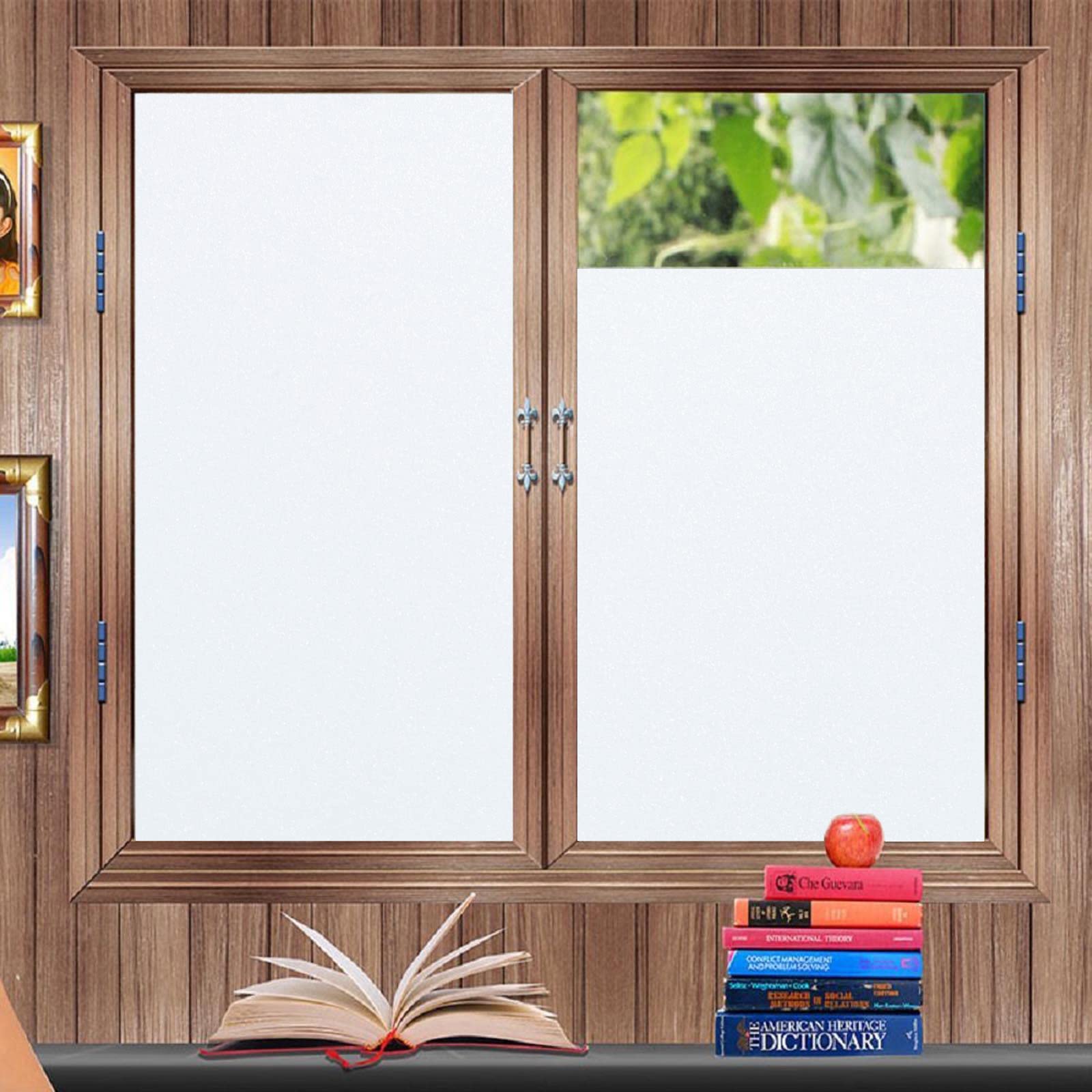 Zindoo Frosted Window Film Privacy Window Stickers Frosted Glass Film Bathroom Window Covering Anti-UV Films Self-Adhesive Vinyl Window Clings 90CMX200CM White