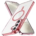 Lunivop for Samsung Galaxy S24 FE 5G Case Hard [Compatible with Magsafe Wireless Charging] Yellowing Resistant Magnetic Cover Clear para S 24 FE 6.7 inch 2024 Rugged Best Phone Cases Pink