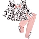 Coedody Toddler Girl Clothes 12M-6T Long Sleeves Ruffle Top+Ruffle Pants Toddler Girls Fall Winter Clothes