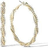 Jessica Simpson Womens Drop and Hoop Earrings - Gold-Tone Earrings with Crystal Embellishments