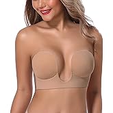 JOATEAY Sticky Bra - Deep Plunge Strapless Push Up Reusable Underwire Adhesive Bra for Women Backless Dress Partywear Wedding