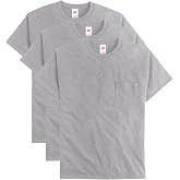 Hanes Men's Essentials Short-Sleeve Pocket T-Shirt Pack, Cotton Crewneck Tee, 3-Pack