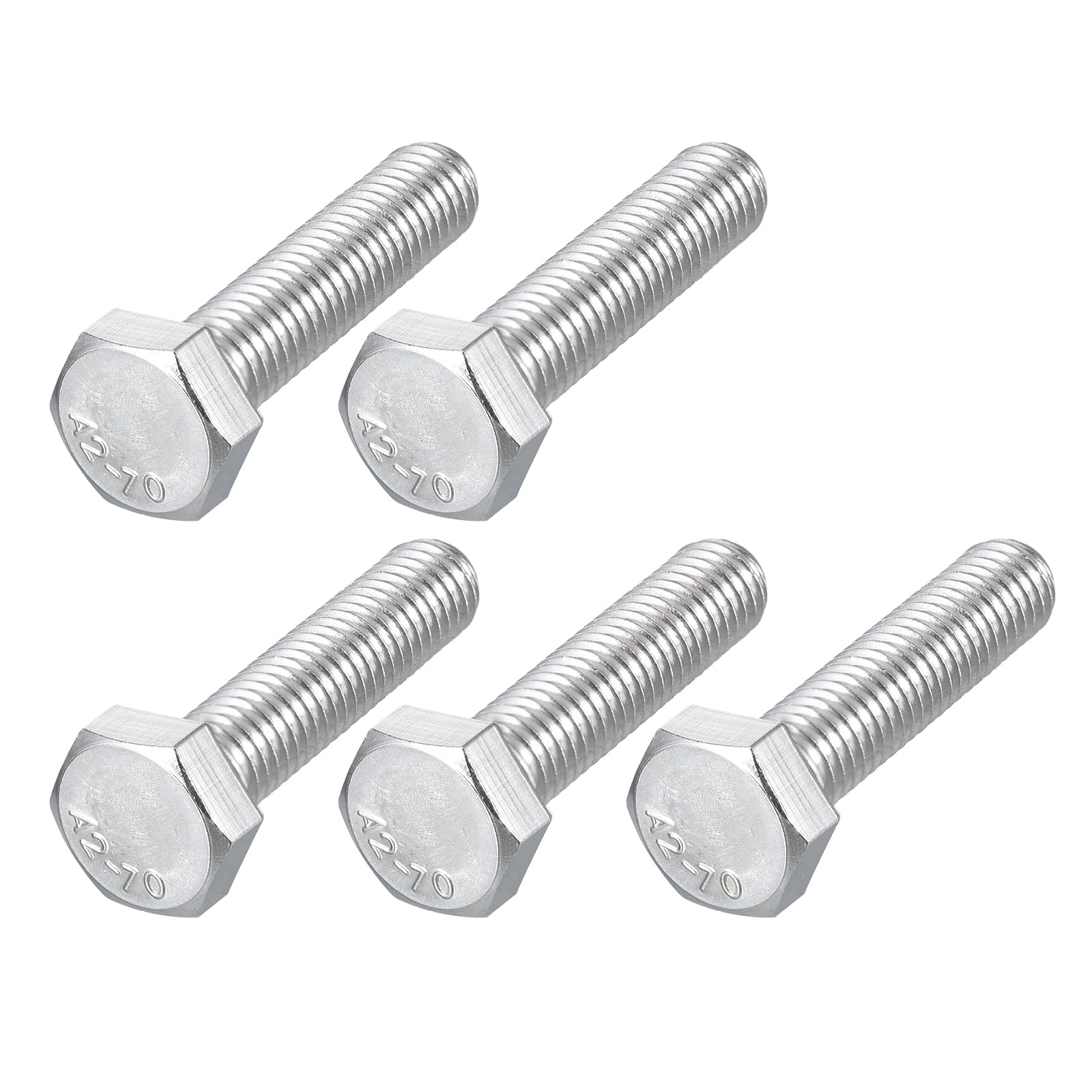 METALLIXITY Hex Bolts (M8-1.25x35mm) 10Pcs, 304 Stainless Steel Coarse Fully Threaded Hex Head Screw Bolt Machine Screws - for Furniture Repair, Silver