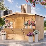 TIMBELA Wooden Market Stall House Garden Bar Kiosk 263x336cm Shiplap M150A view 2
