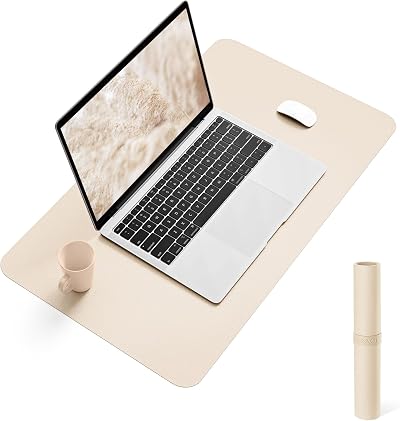 YSAGi Non-Slip Desk Pad Waterproof PVC Leather 60x35 cm Beige