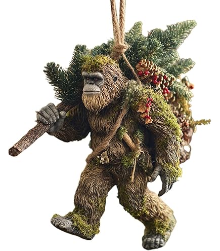 Kurt Adler Furry Bigfoot Sasquatch in Santa Hat - 5.5 Inch Brown