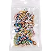 50Pcs 4 Inch Ball Beads Chain with Connectors,Bulk Metal Small Keychain for DIY Hanging Decoration & Craft Use & Dog Tag (50 Multicolor)