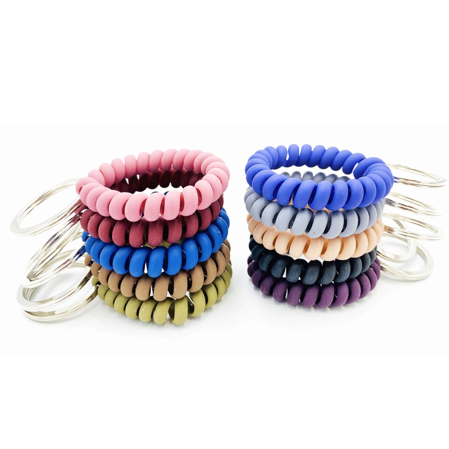 FRUTA 10 Pieces Plastic Coil Stretch Wristband Keychain Elastic