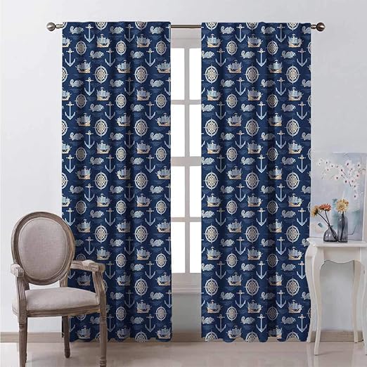 Hengshu Cortinas anchas para ventana de 63 pulgadas de largo náutico