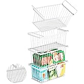 ANJUBAN Enhanced Leak-Proof Bottom - Freezer Organizer Bins ，4 Pack Stackable Deep Freezer Organizer Bins for 7 Cu.FT Small Chest Freezer，organization and storage，pantry organizers（white）