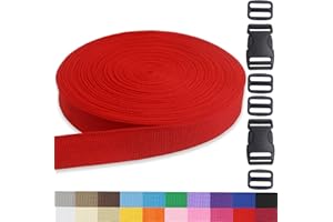 ZHFMLY ZHFMILY 1 inch Light-Weight Webbing Straps with Quick Side Release Plastic Buckles for Indoor&Outdoor Gear, Pet Collars, DIY Projects, Crafts, Repairing (Red 203)