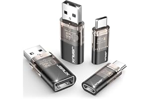 JSAUX USB Data Blocker & USB C Data Blocker (4-Pack), Transparent Type A & Type C Data Blocker Only for Charge, Protect Against Juice Jacking, Refuse Hacking Provide Safe Charging, Black