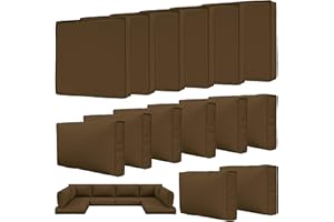 Tounosnt 14 Pcs Outdoor Patio Cushion Covers, Replaceable Waterproof Furniture Covers, Outdoor Non-Slip Covers with Zippers, Couch 3 Sizes, Covers Only (Chocolate)