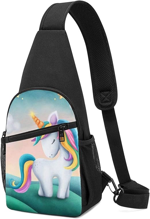Cute Unicorn Printed Sling Backpack Unisex Multipurpose Crossbody