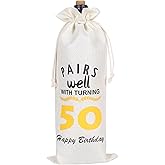 50th Birthday Gift Bag Ideas for Men Women, 50 Years Old Birthday Party Decoration Wine Bag Gifts, Pairs Well with Turning 50, 1975 Wine Bag, Happy 50th Birthday Decor