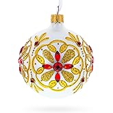 Bejeweled Star Handcrafted Glass Ball Christmas Ornament 3.25 Inches