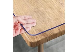 Royhom Clear Table Cover Protector 36 x 60 Inch, 1.5mm Thick Plastic Table Cover, Waterproof, Easy to Clean, Transparent PVC Desk Protector Mat for Dresser, TV Cabinet, Dining Room