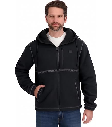 Billabong Mens Full Zip Mock Neck Sherpa Jacket, Black, S at