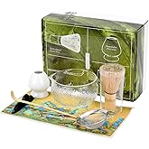 7 Pcs Matcha Whisk Set, Ceramic Matcha Set Includes Matcha Bowl, Bamboo Matcha Whisk and Holder, Bamboo Scoop, Scoop Holder, matcha sifter and Tea Towel - Matcha Kit for Matcha Lovers(White)