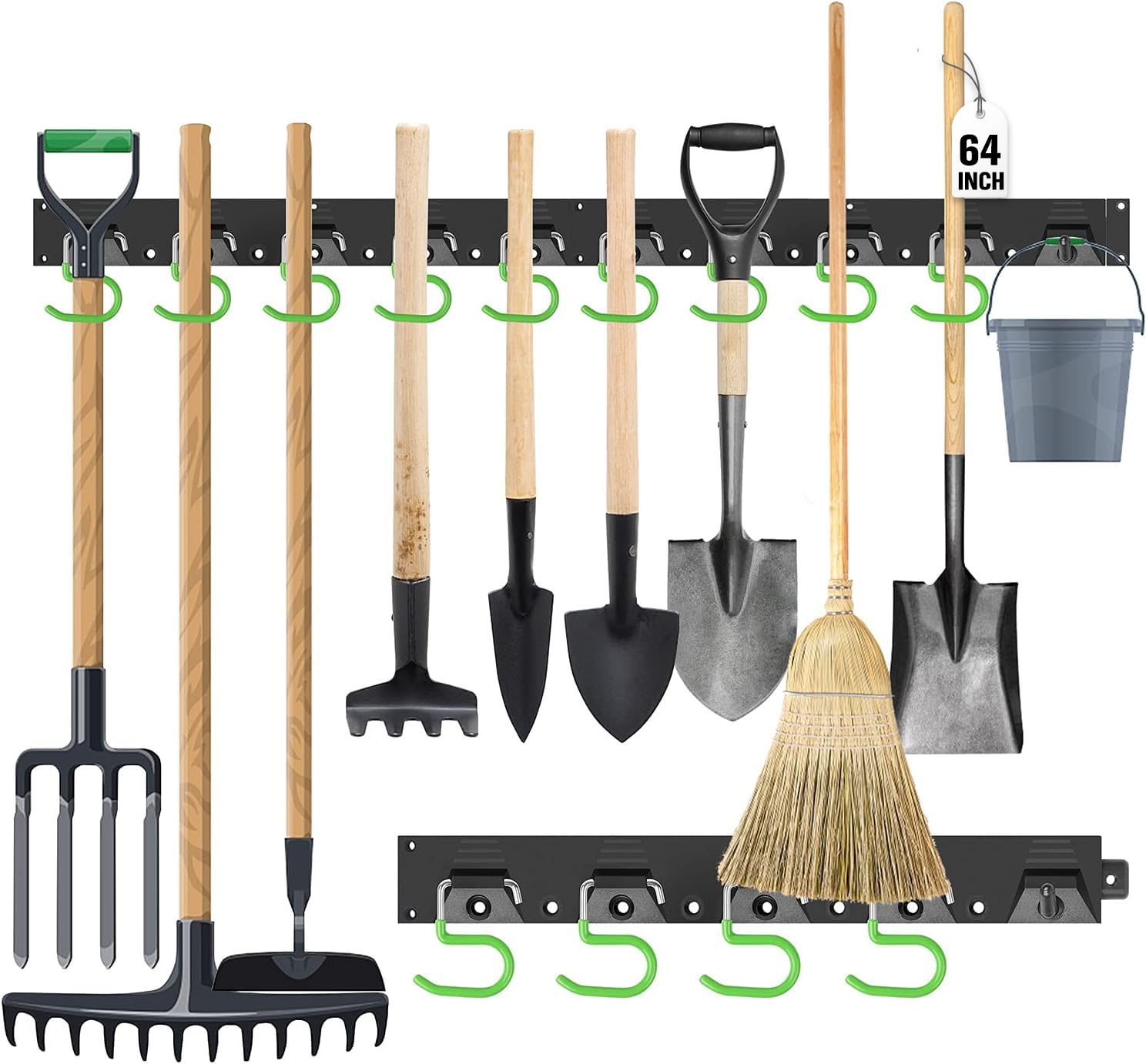 Photo 1 of SWANLAKE Plastic 64 Inch Adjustable Storage System, Wall Mounted Hooks Tool Organizer?Garden Tool Hangers, Black