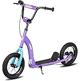 JOYSTAR Kick Scooter for Kids 5+ Teens & Youth, Lightweight Kids Scooter with Adjustable Handlebar, 2 Wheel Scooter for Boys & Girls, 12" Inflatable Wheels Rear Drum Brakes
