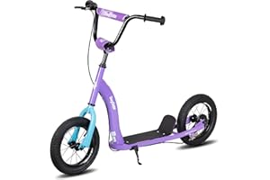JOYSTAR Kick Scooter for Kids 5+ Teens & Youth, Lightweight Kids Scooter with Adjustable Handlebar, 2 Wheel Scooter for Boys & Girls, 12" Inflatable Wheels Rear Drum Brakes