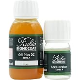 Rubio Monocoat Stain Plus 2C, 65 ft&sup2;, Wood Stain, Pure, 130 mL | Includes Part B (Accelerator), Linseed-Based Hard Wax Oil Wood Finish, Colors &amp; Protects Interior Surfaces, Sealer